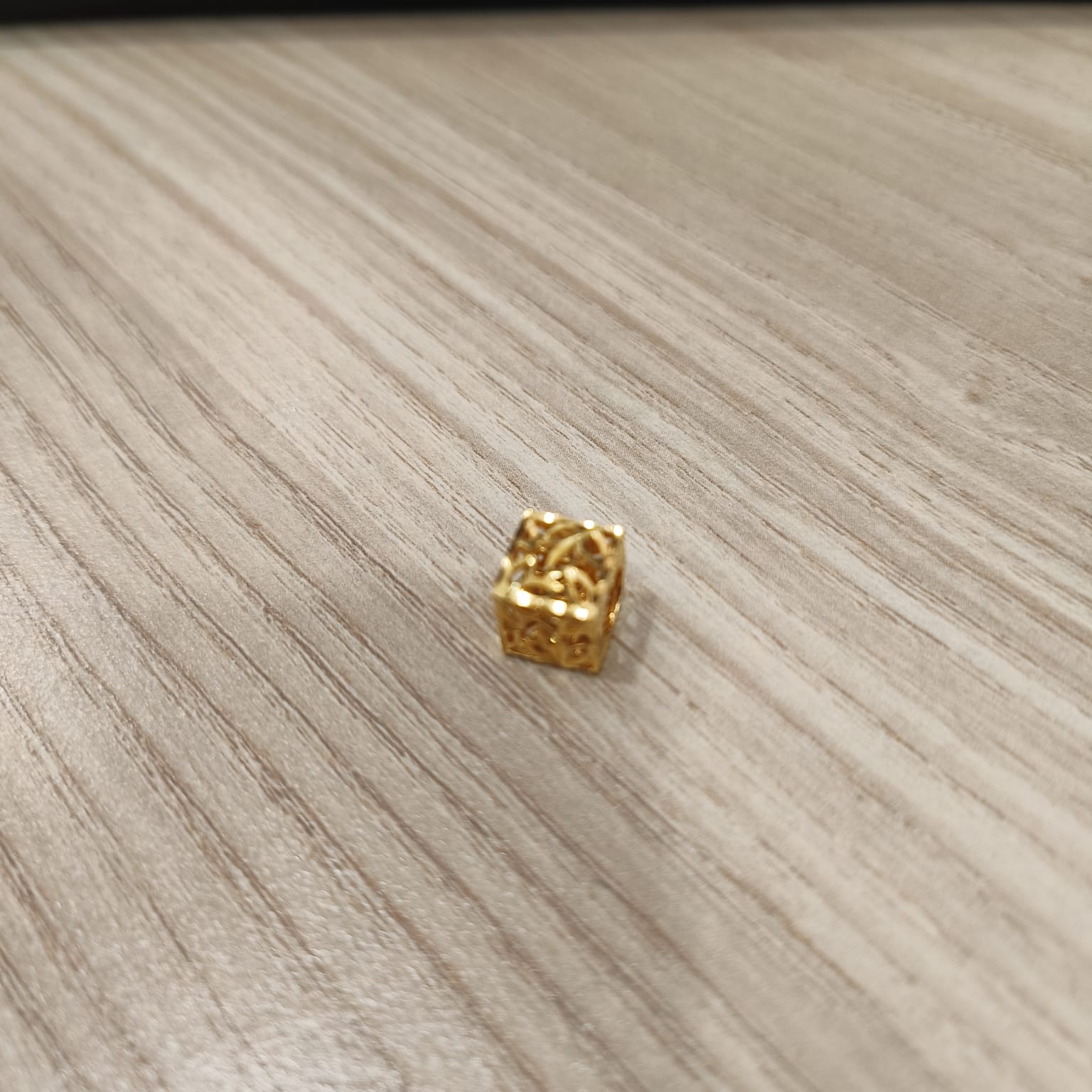 916 Gold Cube Stopper Charm | Modern Bracelet Stopper