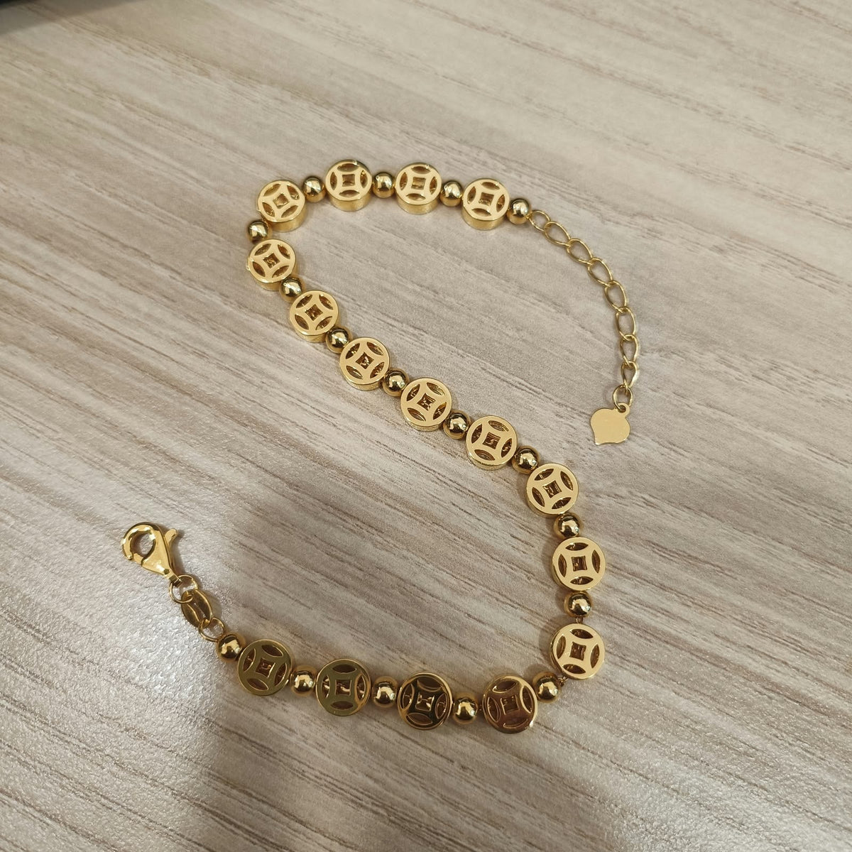 916 Gold Chinese Coin Bracelet – Adjustable 17.2–20cm