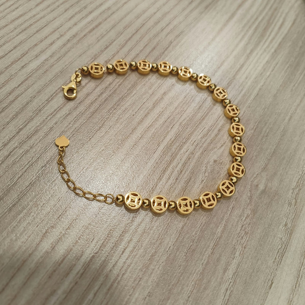 916 Gold Chinese Coin Bracelet – Adjustable 17.2–20cm