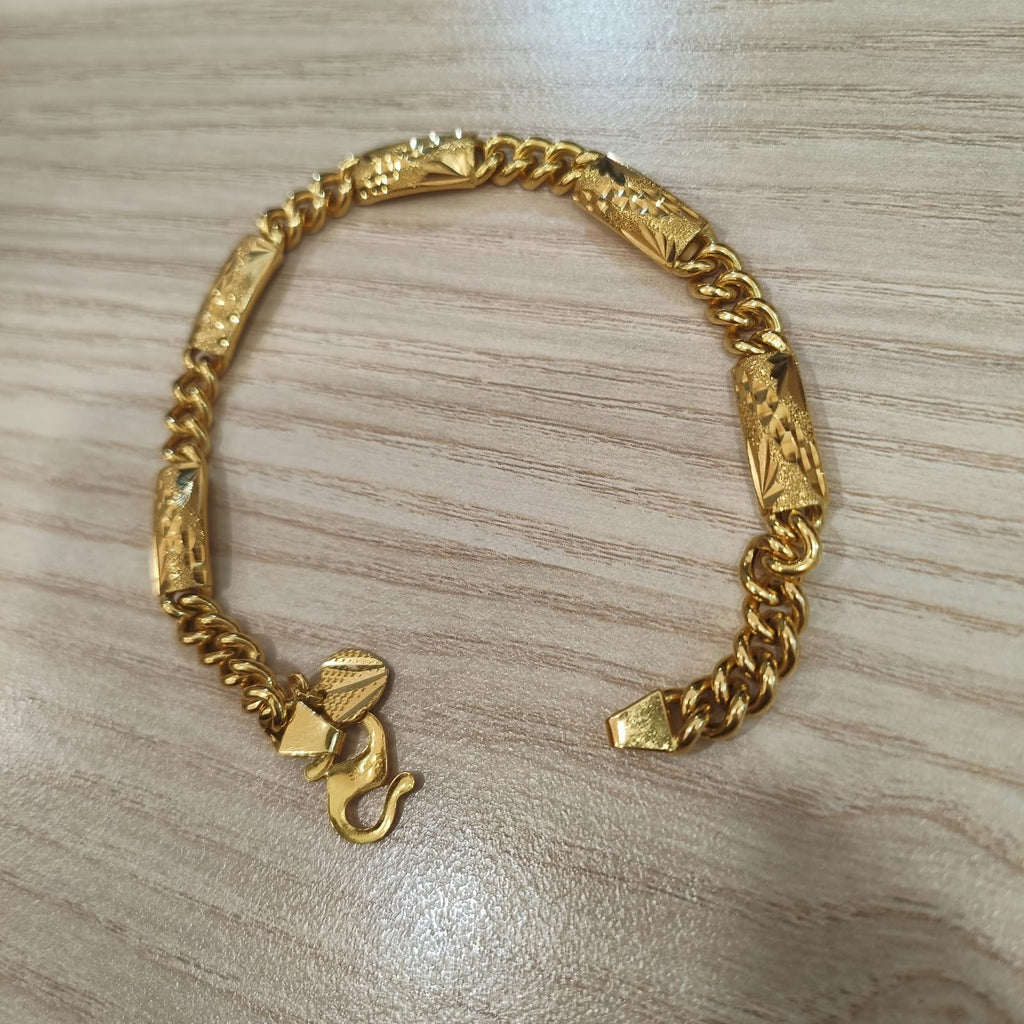 916 gold fishbone tube bracelet in 22K yellow gold - view 3