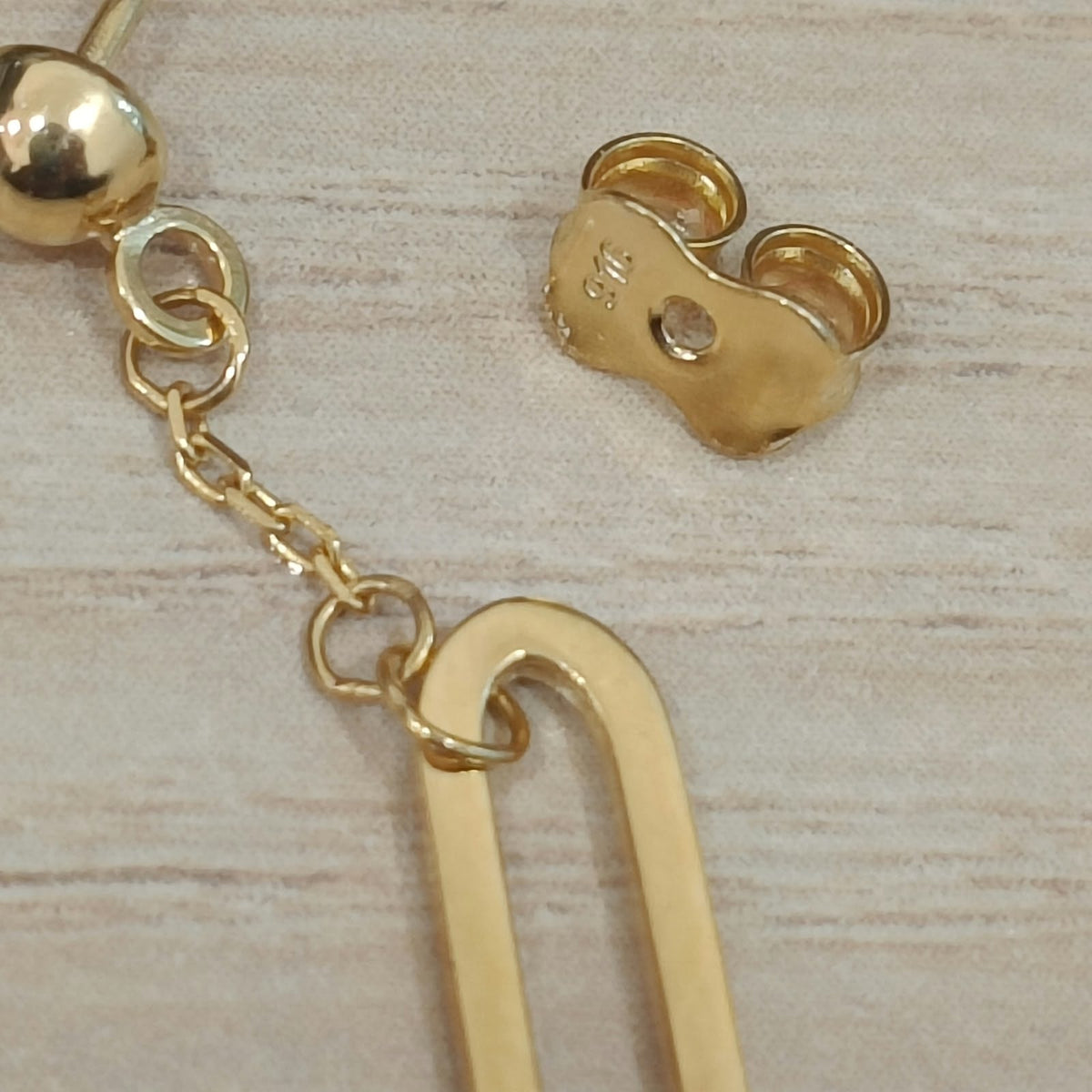 916 Gold Paperclip Dangle Earrings | Elegant 22K Gold Design
