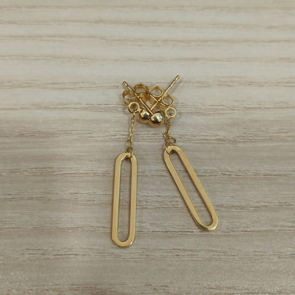 916 Gold Paperclip Dangle Earrings | Elegant 22K Gold Design