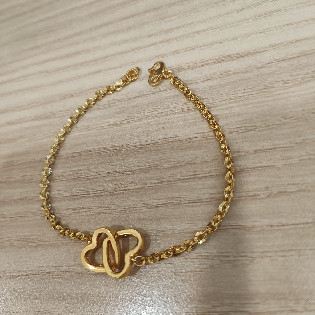 916 Gold Sunflower Double Heart Bracelet | Adjustable 22K Gold