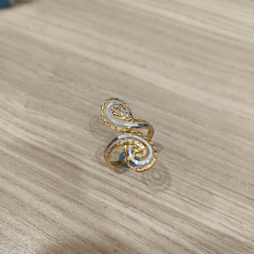 916 Gold Two-Tone Swirl Ring | Elegant 22K Gold Design