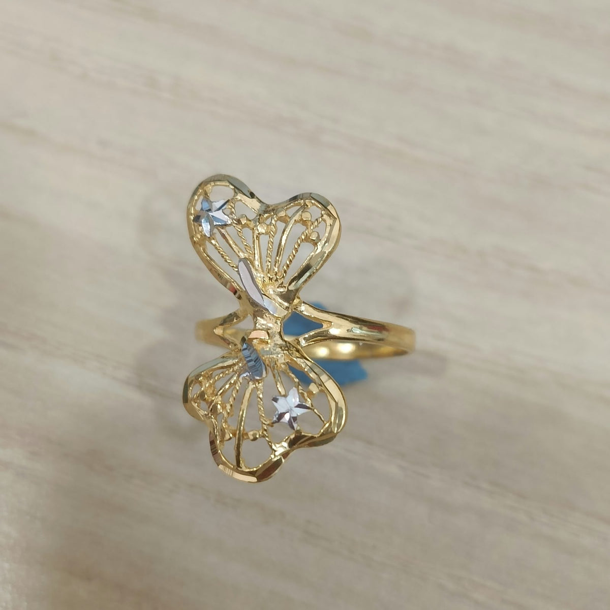 916 Gold Two-Tone Butterfly Ring | Elegant 22K Gold Design