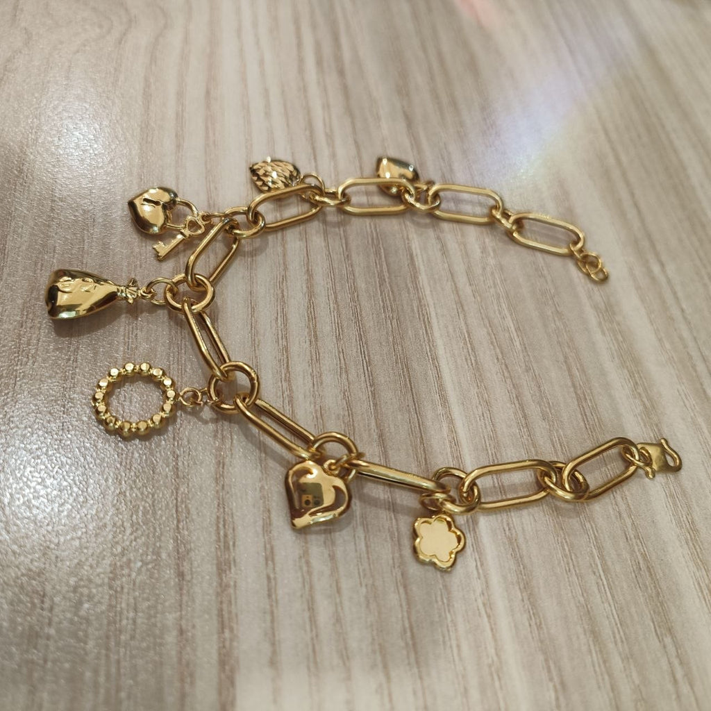 916 gold anchor bracelet dangling charm details, BR26765