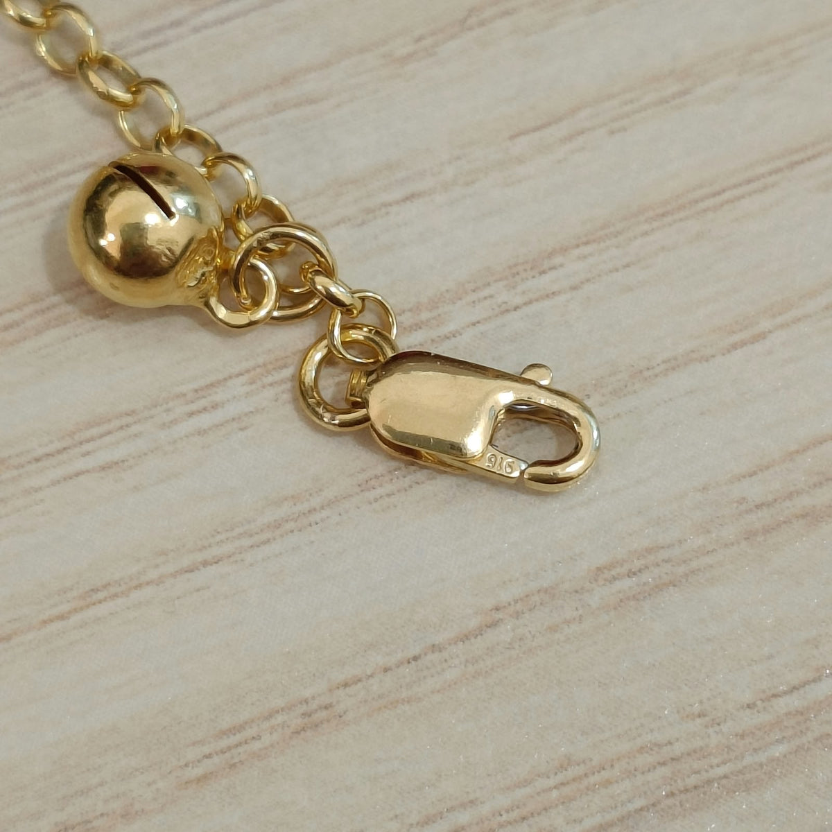 916 Gold Round Link Bell Anklet | Classic 22K Gold