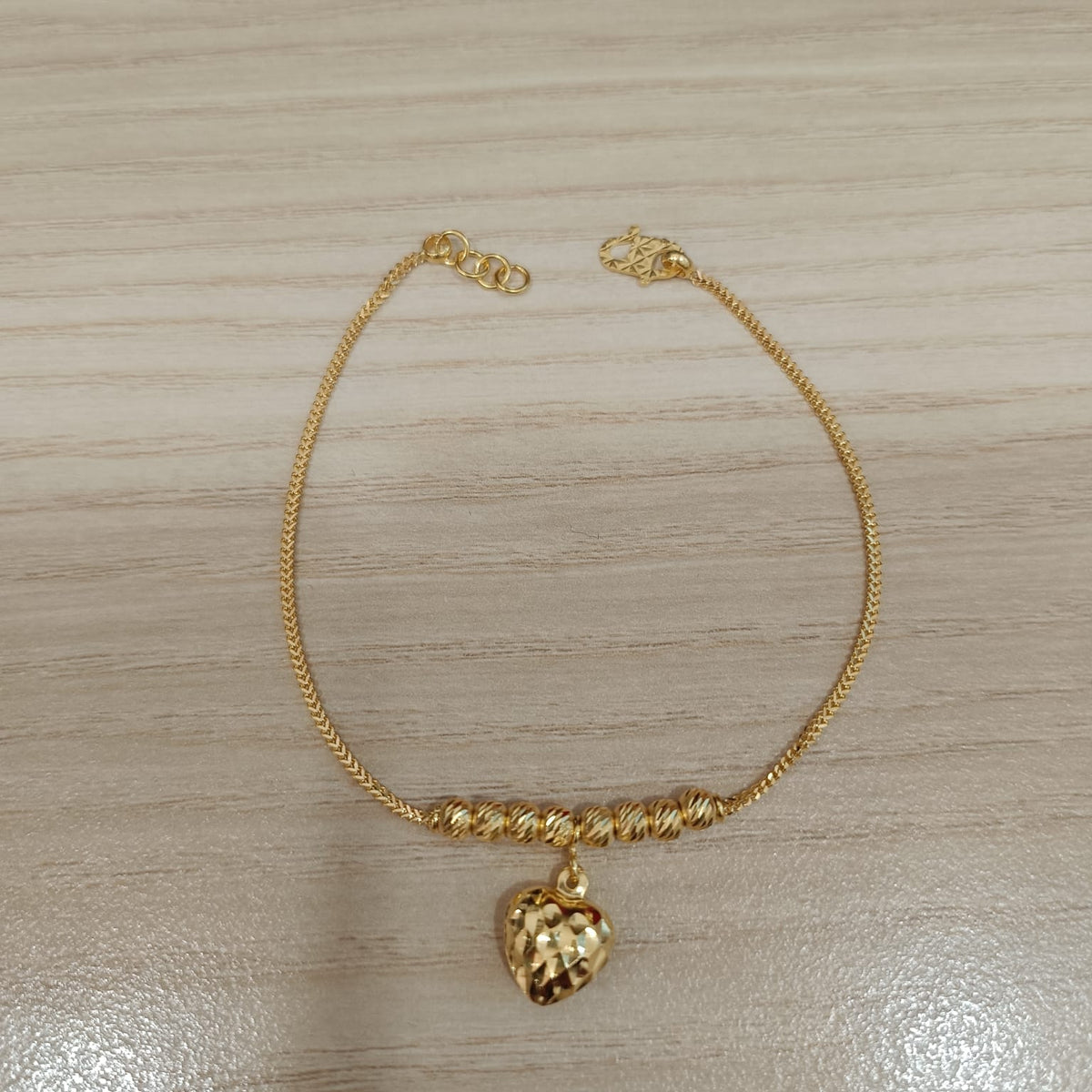 916 Gold Flat Bead Bracelet | Adjustable 22K Gold Design