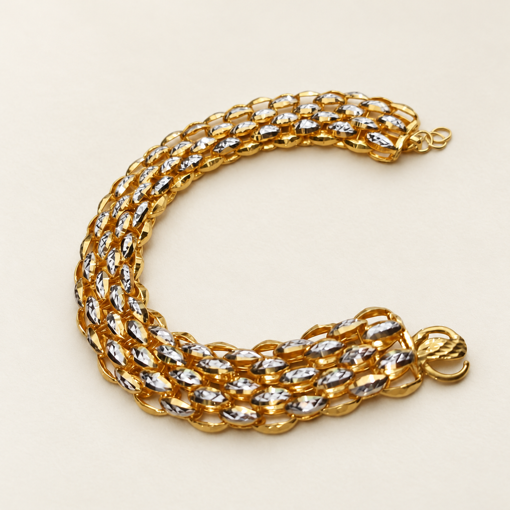 Open-circle view of 22K / 916 gold Fancy Bracelet, adjustable 20–21 cm