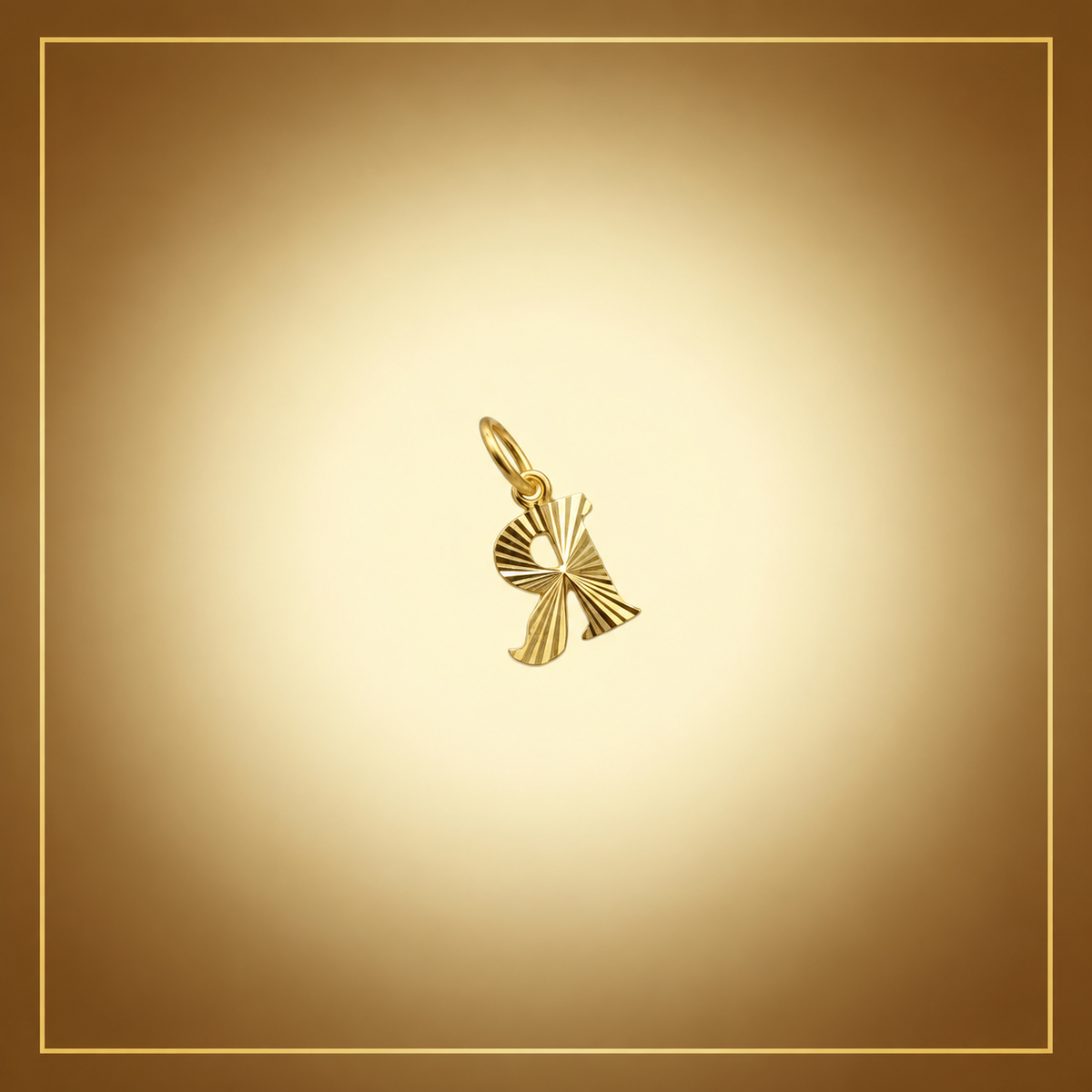 Guild Bullion 916 gold letter R pendant in reverse orientation as photographed on gold