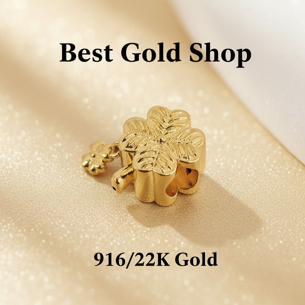 Guild Bullion 916 gold flower bead with dangle; collection design reference. Check selector for current options and availability.
