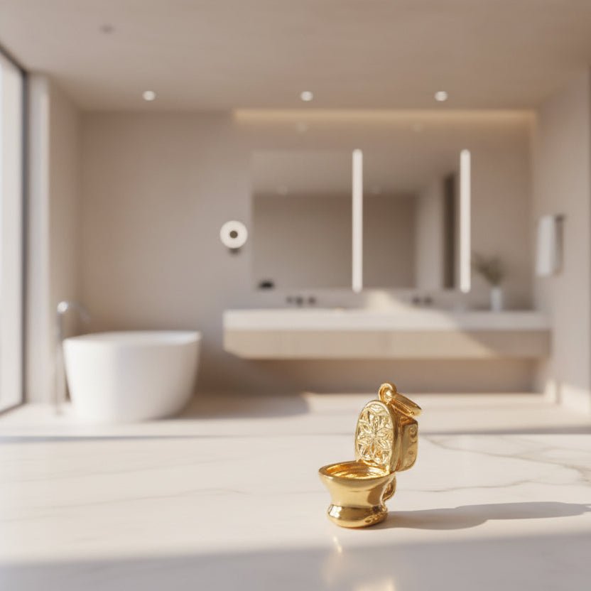 Guild Bullion 916 gold toilet novelty charm; collection design reference. Check selector for current options and availability.