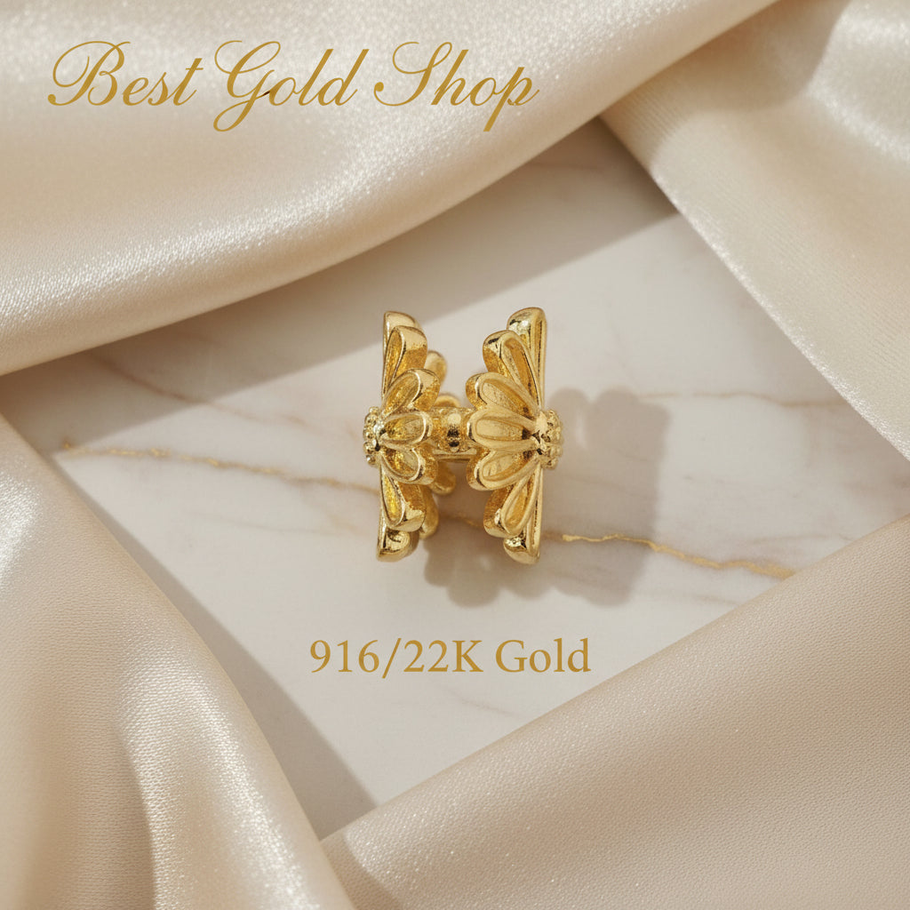 Guild Bullion 916 gold butterfly bead; collection design reference. Check selector for current options and availability.
