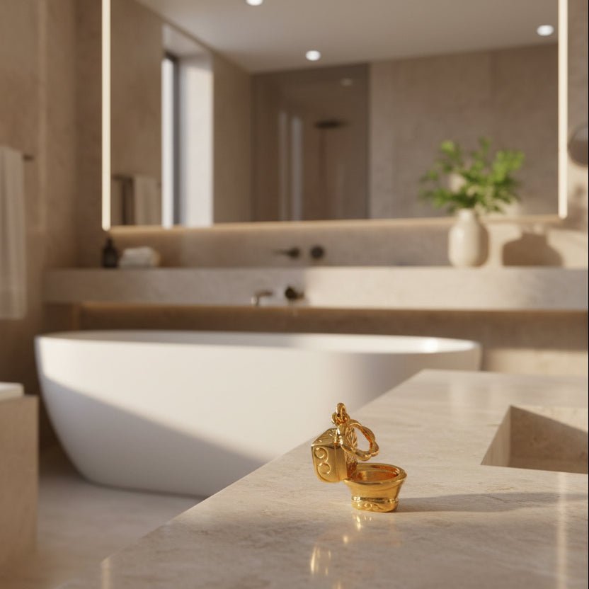 Guild Bullion 916 gold toilet novelty charm; collection design reference. Check selector for current options and availability.