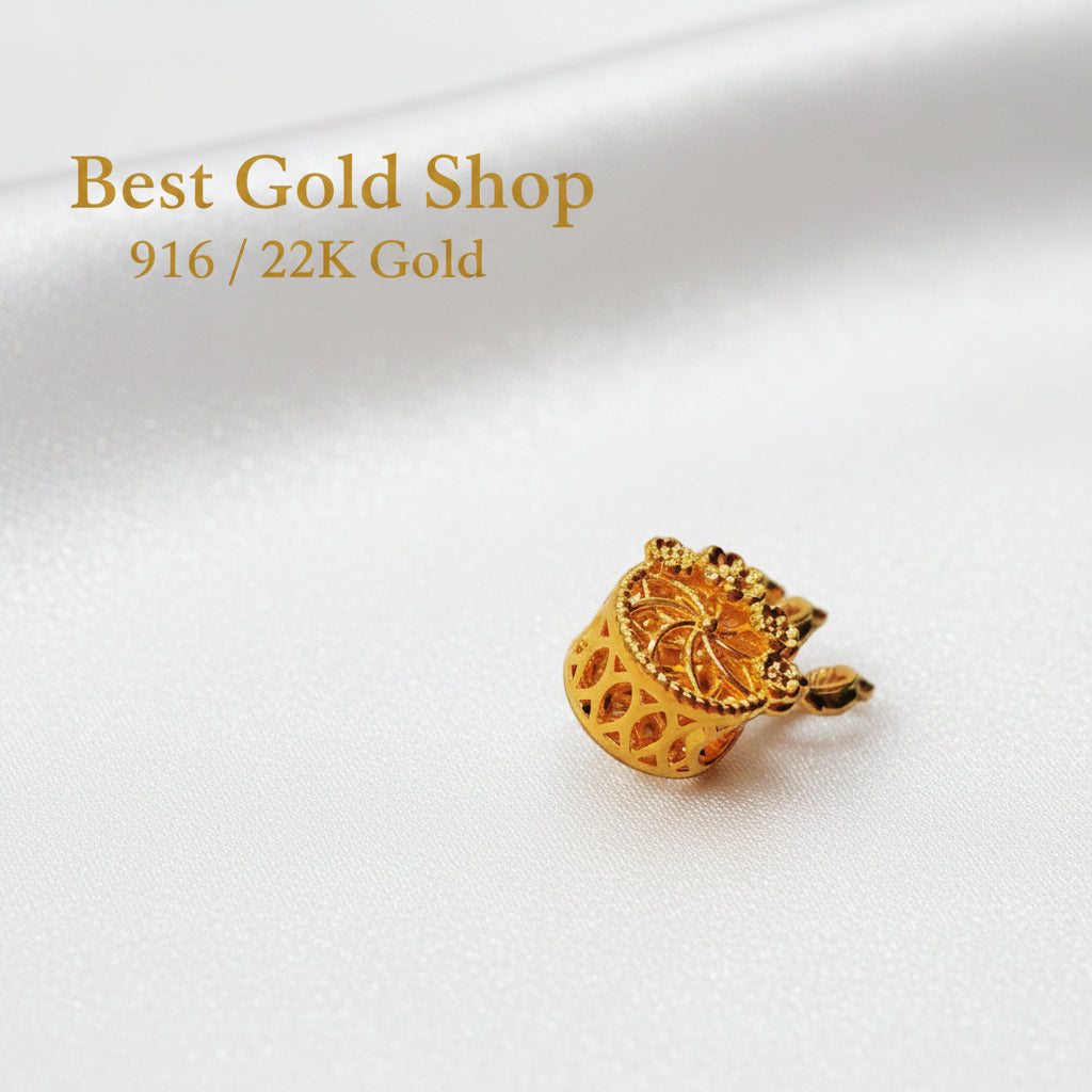 Guild Bullion 916 gold heart bead; collection design reference. Check selector for current options and availability.