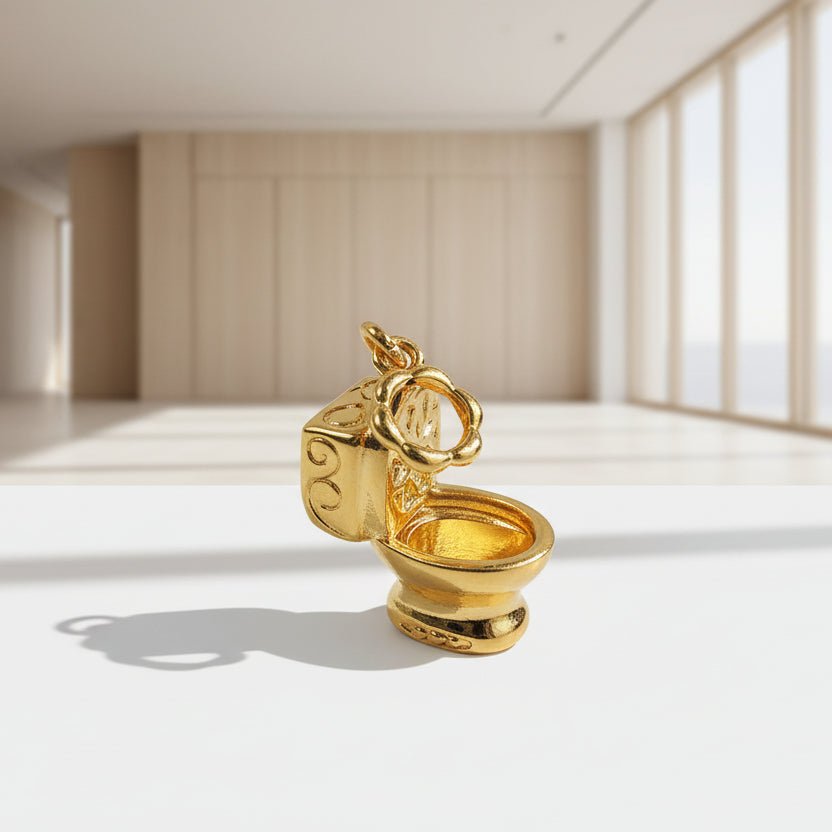 Guild Bullion 916 gold toilet novelty charm; collection design reference. Check selector for current options and availability.