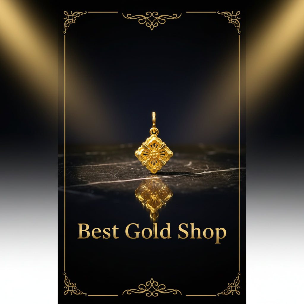 Guild Bullion 916 gold geometric openwork pendant; collection design reference. Check selector for current options and availability.