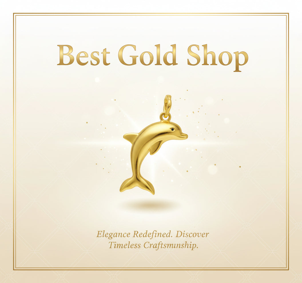 Guild Bullion 916 gold dolphin charm; collection design reference. Check selector for current options and availability.