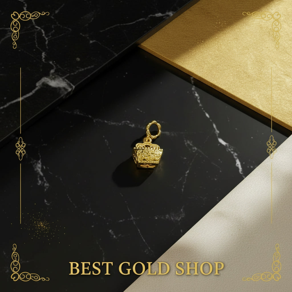 Guild Bullion 916 gold textured handbag charm; collection design reference. Check selector for current options and availability.