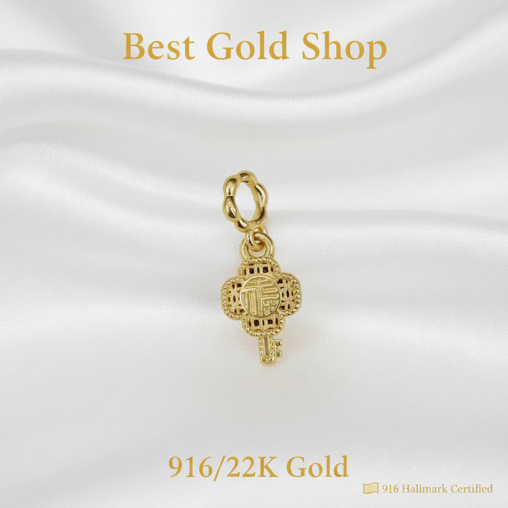 Guild Bullion 916 gold pierced ornamental charm; collection design reference. Check selector for current options and availability.