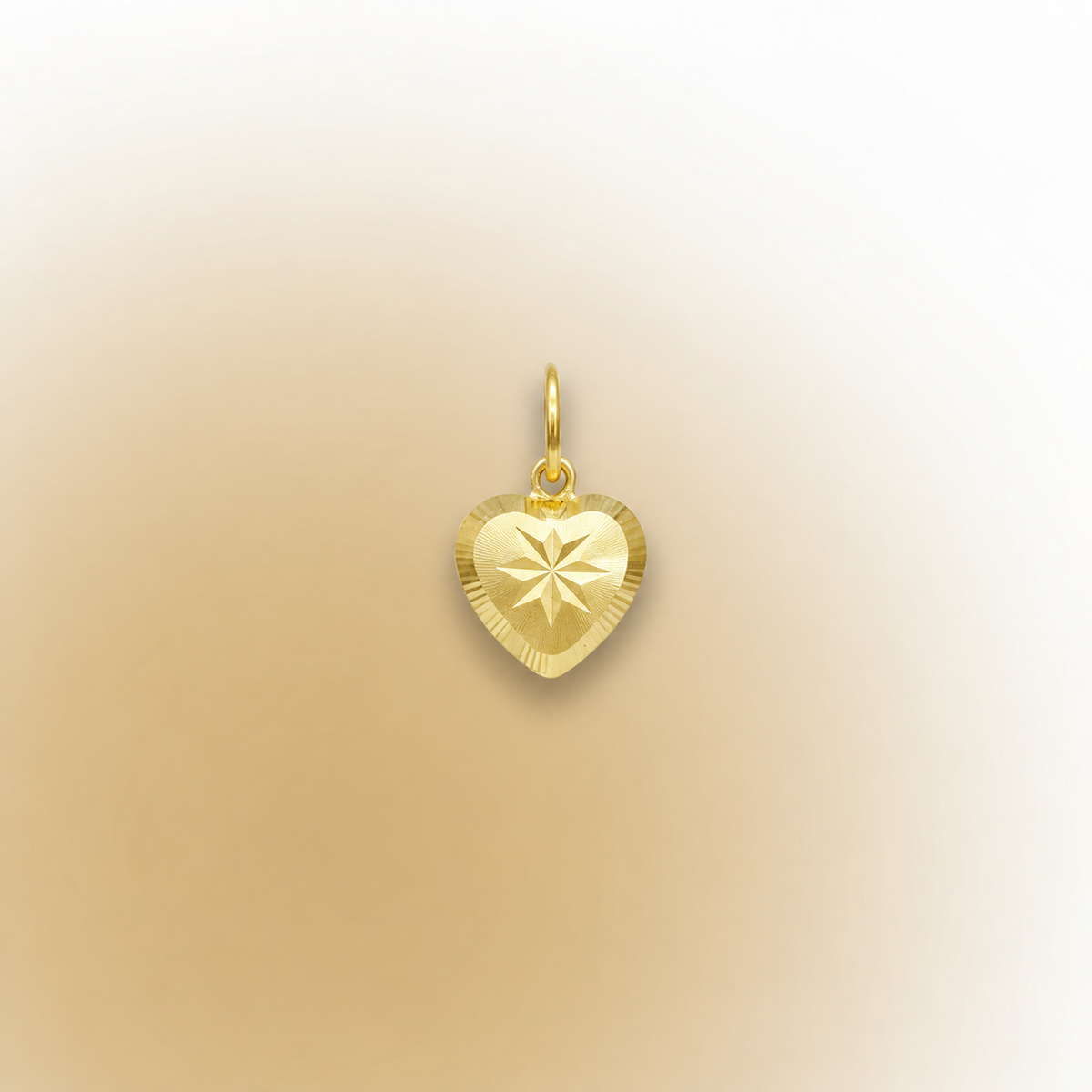 PD5634 916 gold star-centre heart pendant with polished border and gold loop on cream