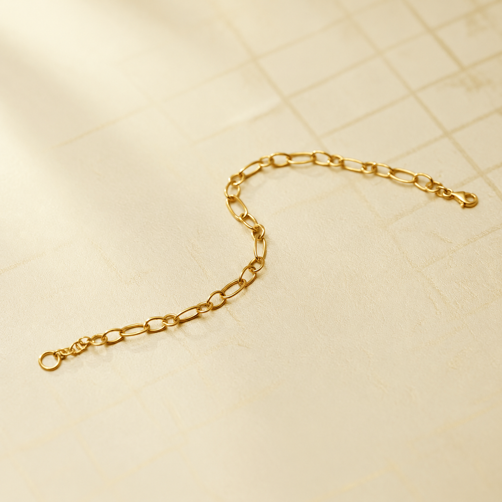 Guild Bullion 916 gold lightweight link bracelet with alternating oval and round links on an ivory background