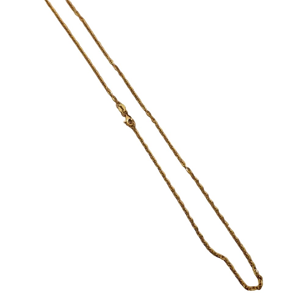 Guild Bullion 916 gold twisted link necklace on white, showing slim links and hook clasp