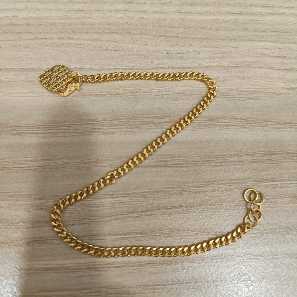 916 Gold Fishbone Heart Bracelet | Adjustable 22K Gold Design
