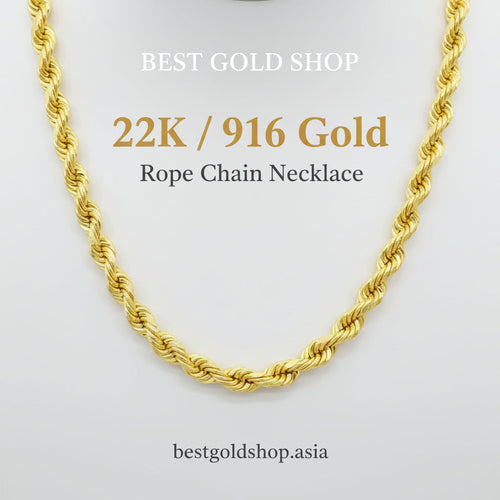 (NEW) 916 Gold Semi Solid Rope NecklaceNecklacesBest Gold Shop