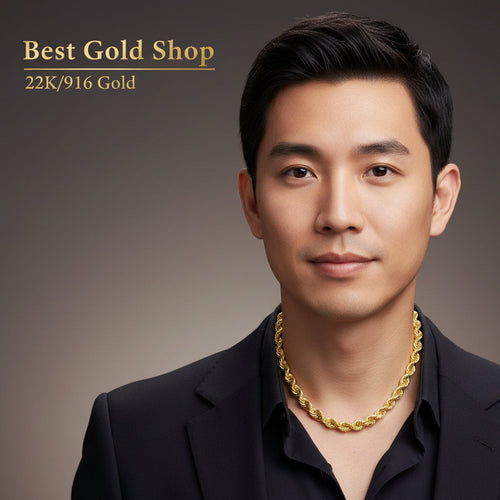 (NEW) 916 Gold Semi Solid Rope NecklaceNecklacesBest Gold Shop