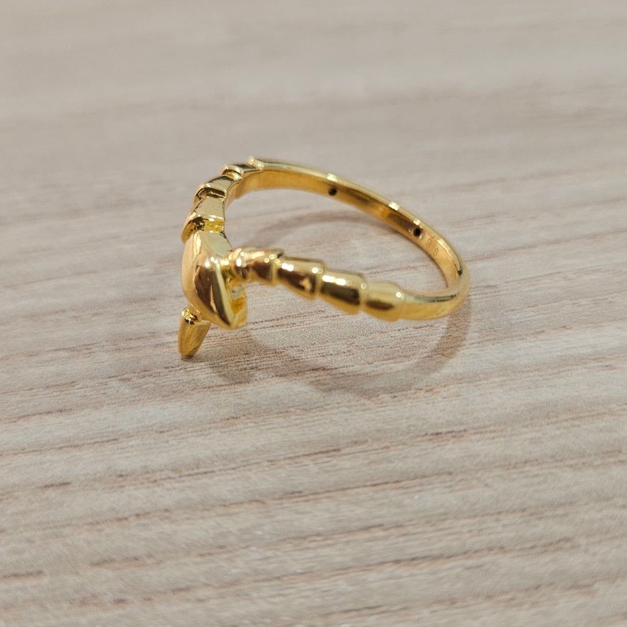 916 Gold Naga Snake Dragon Ring Feather Light