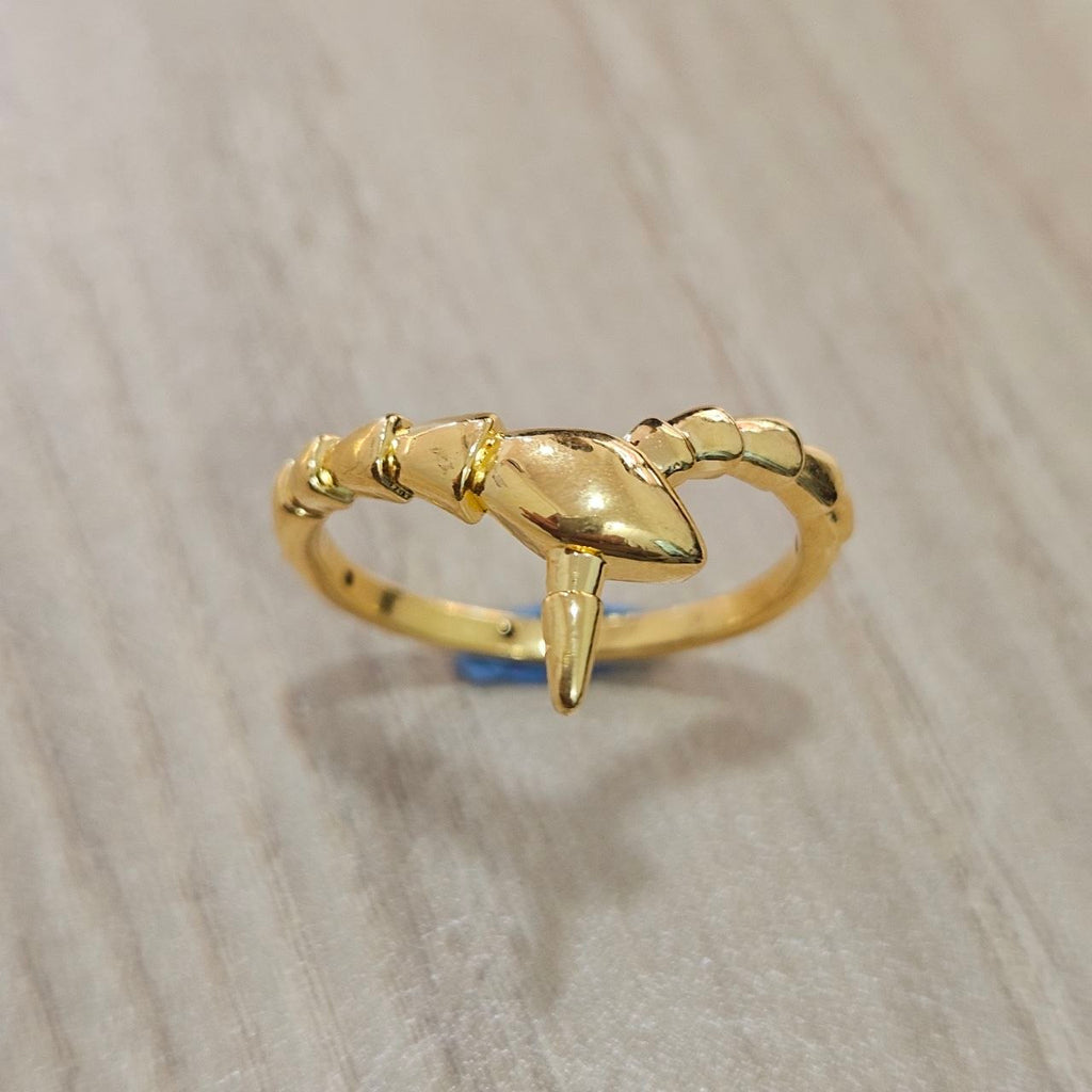 916 Gold Naga Snake Dragon Ring Feather Light