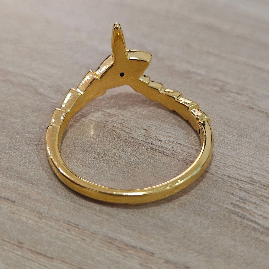 916 Gold Naga Snake Dragon Ring Feather Light