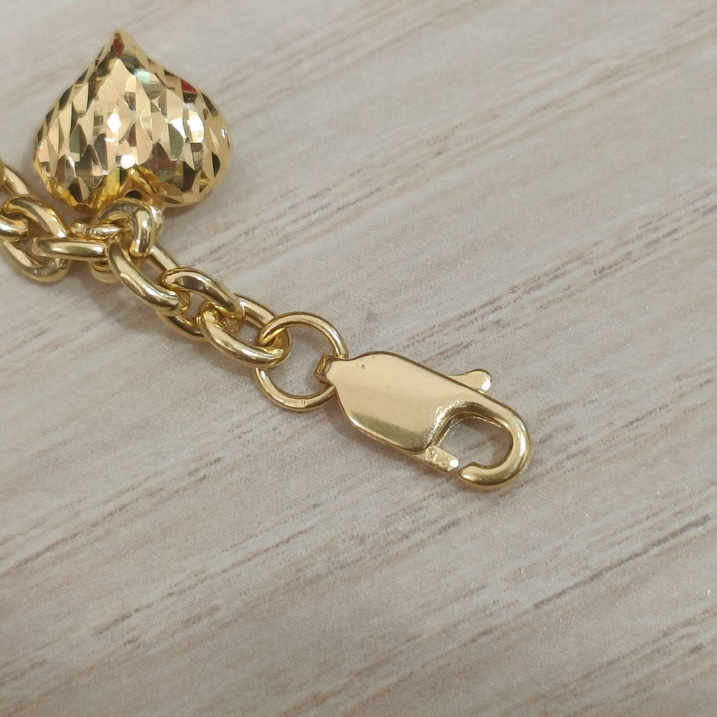 916 Gold Wanzi Six-Heart Bracelet | Elegant 22K Gold Design