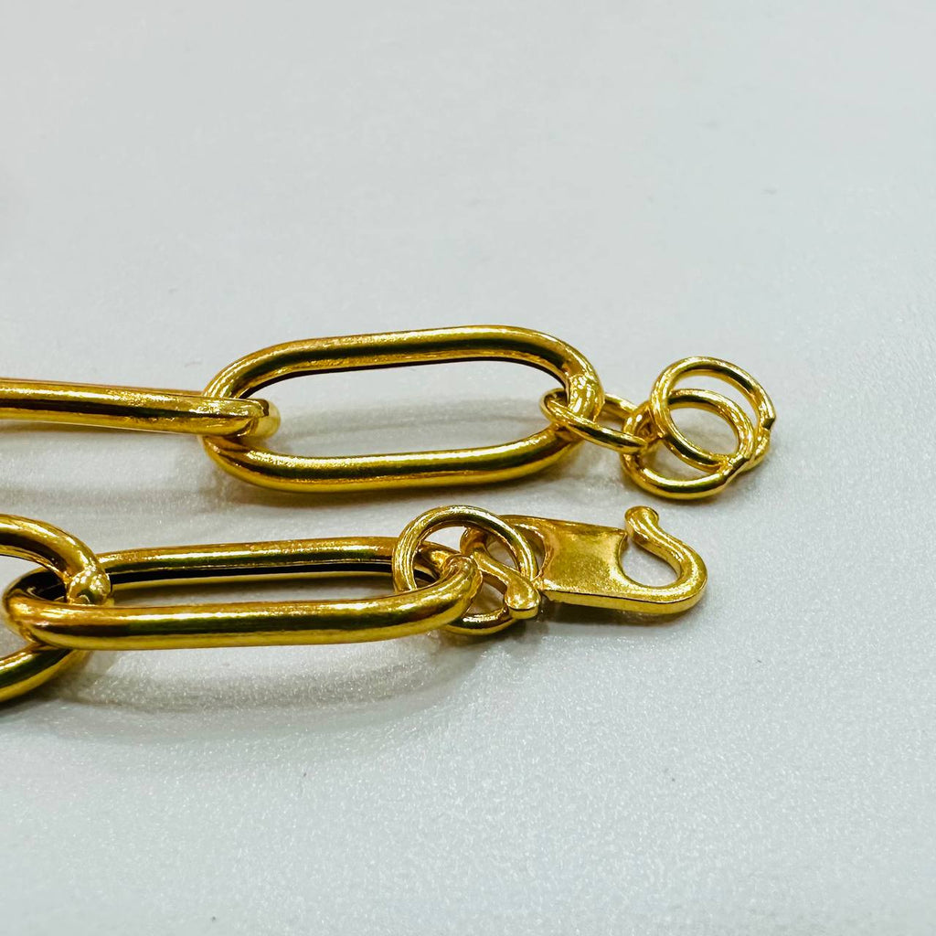22k / 916 Gold Anchor Link with dangling Heart Bracelet V3