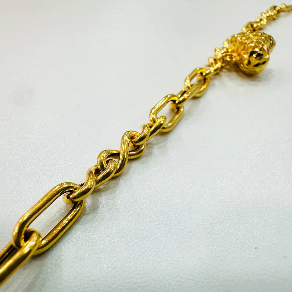 22k / 916 Gold Anchor Infinity Bracelet with Dangling Heart