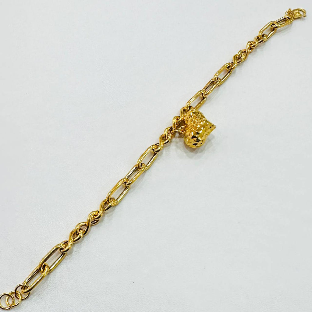 22k / 916 Gold Anchor Infinity Bracelet with Dangling Heart