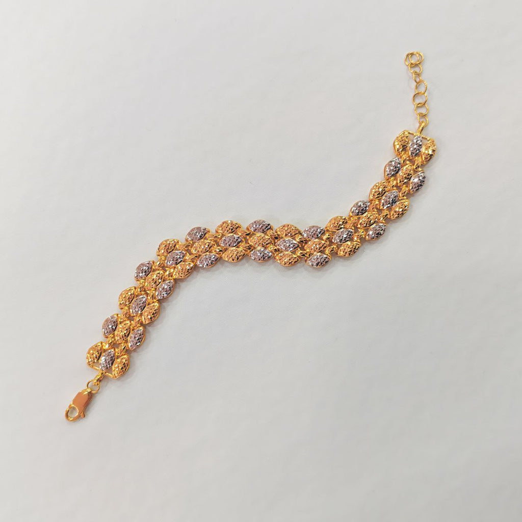 916 Gold Fancy Bracelet – 2 Tone, Lightweight & Wide