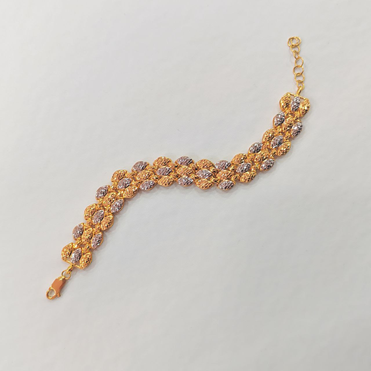 916 Gold Fancy Bracelet – 2 Tone, Lightweight & Wide