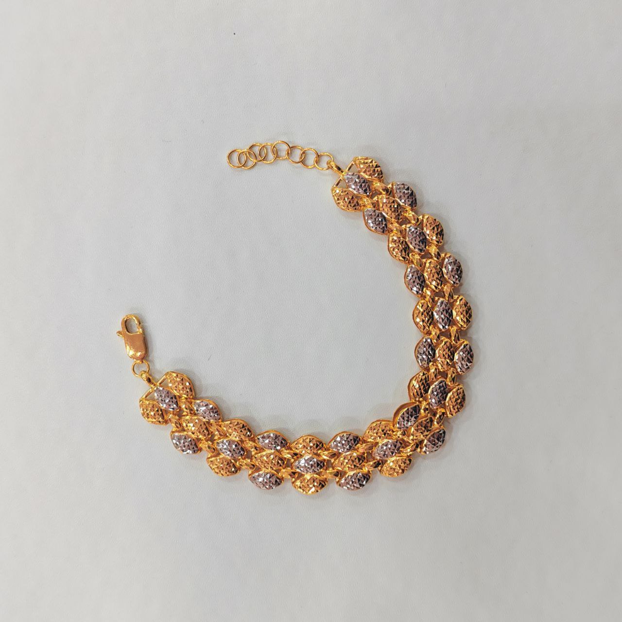 916 Gold Fancy Bracelet – 2 Tone, Lightweight & Wide