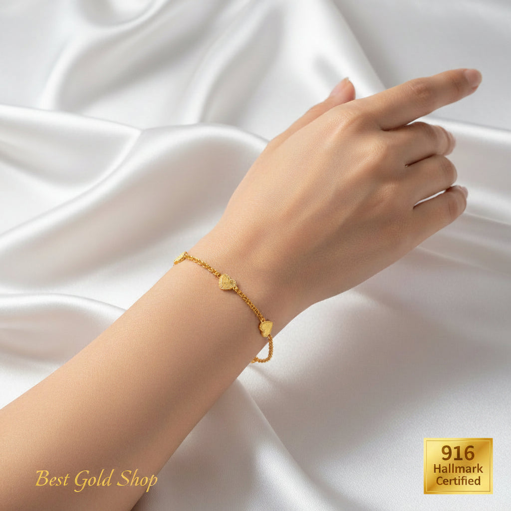 916 Gold Sunflower Love Bracelet | Adjustable 22K Gold