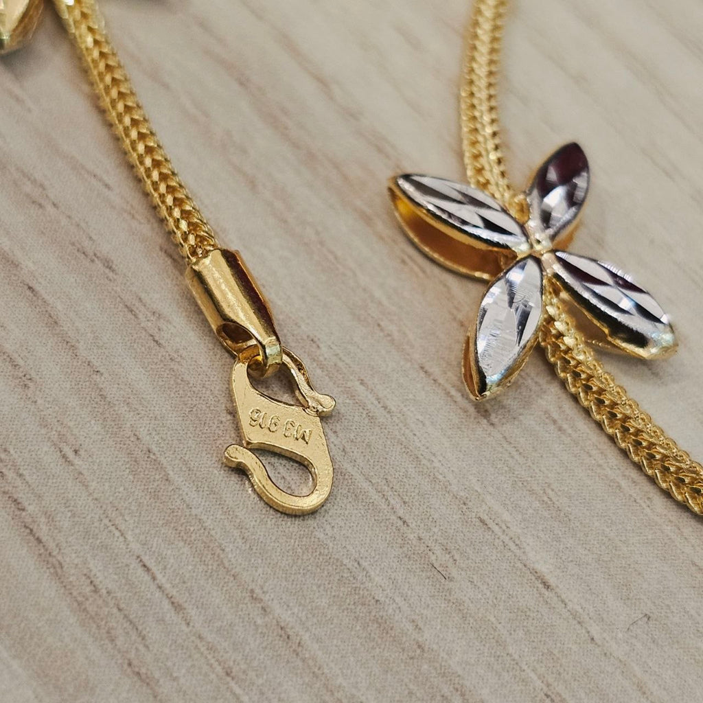 916 Gold 5 Flower Design Bracelet Two Tone