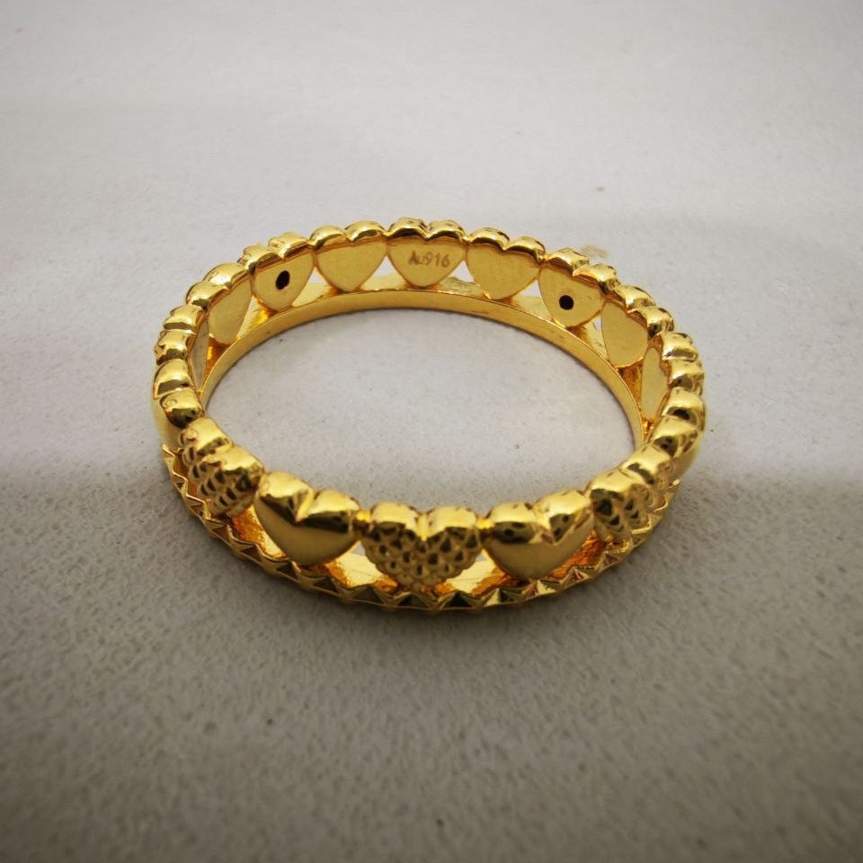 916 Gold Love Crown Ring New Design Feather Light