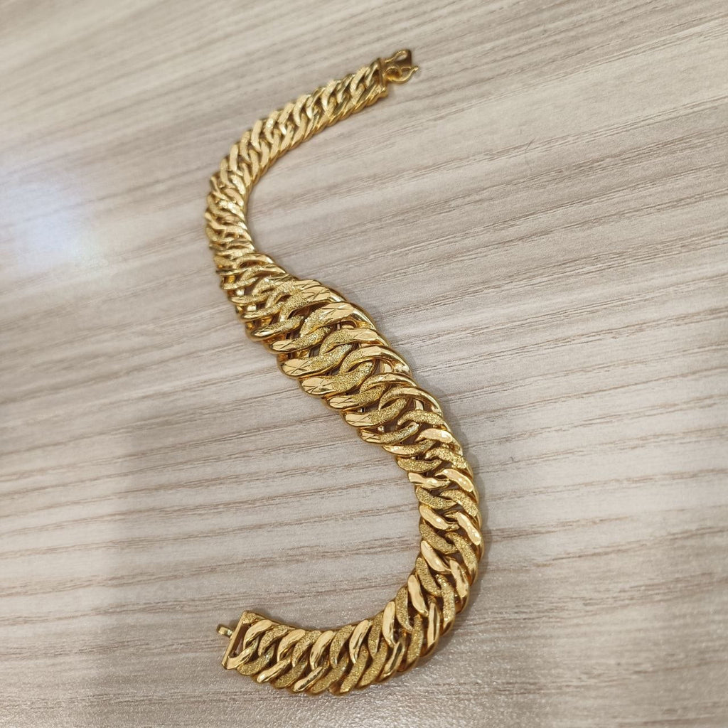 916 Gold Hollow Lipan Link Bracelet | Wide 22K Gold Statement Design