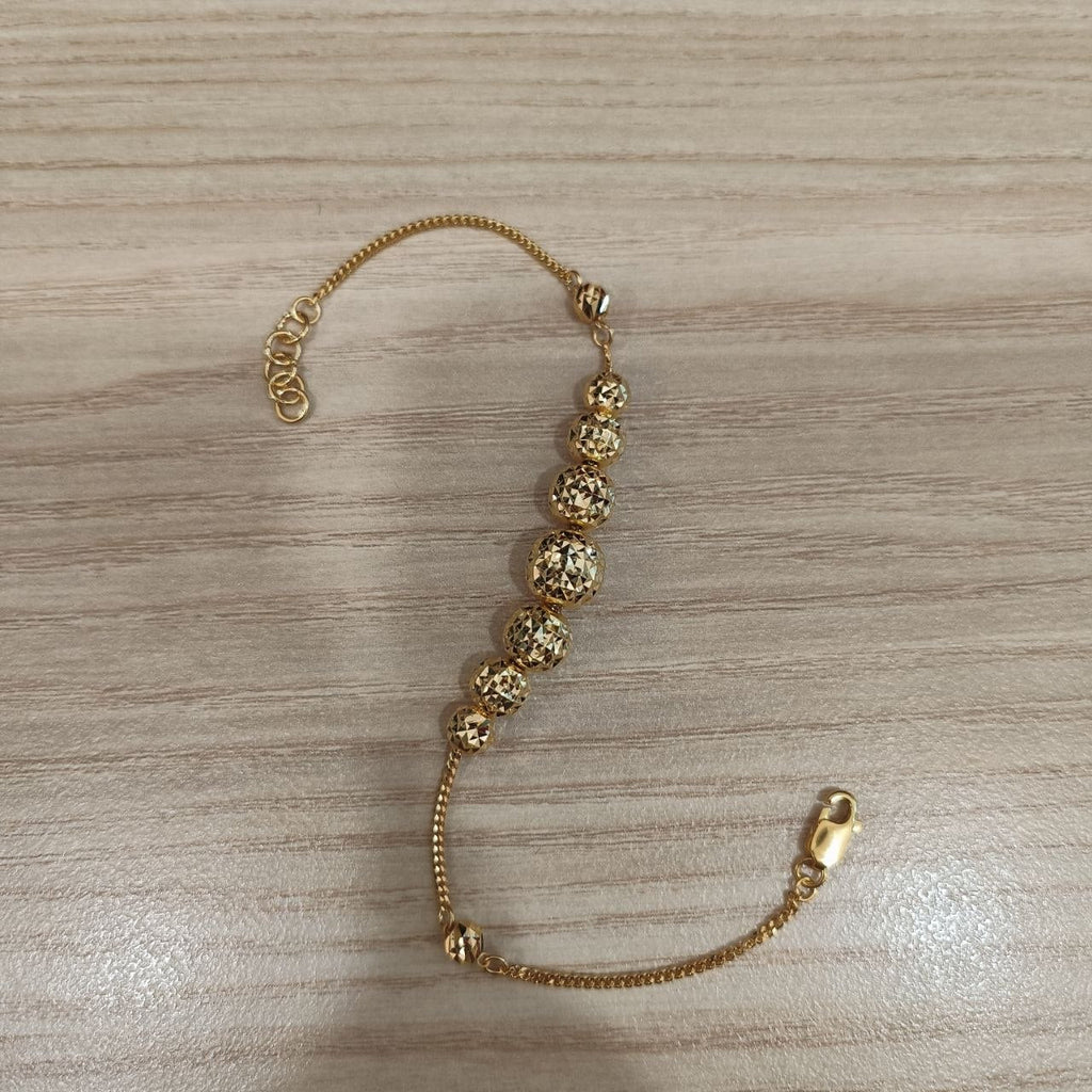 916 Gold Graduated Shiny Ball Bracelet | Elegant 22K Design