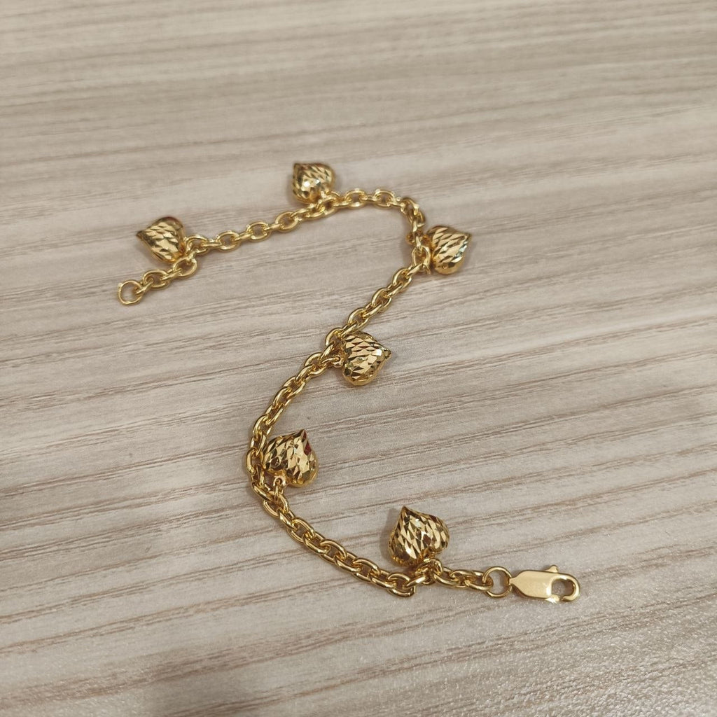 916 Gold Wanzi Six-Heart Bracelet | Elegant 22K Gold Design