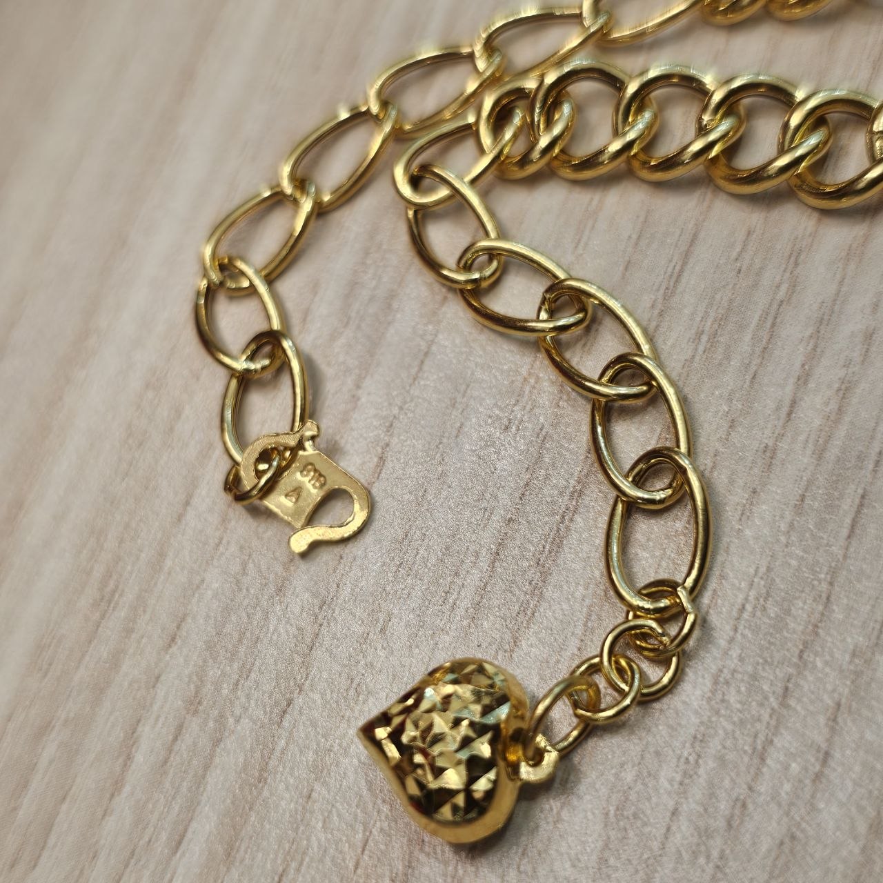 916 Gold Fancy Link Chain Dual Design Bracelet