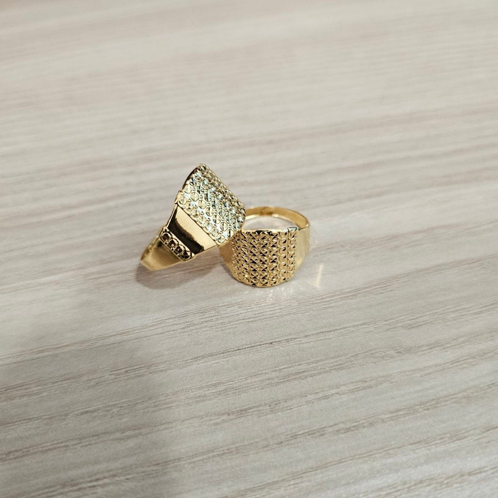 916 Gold Nuggets Ring Full Gold Feather Light