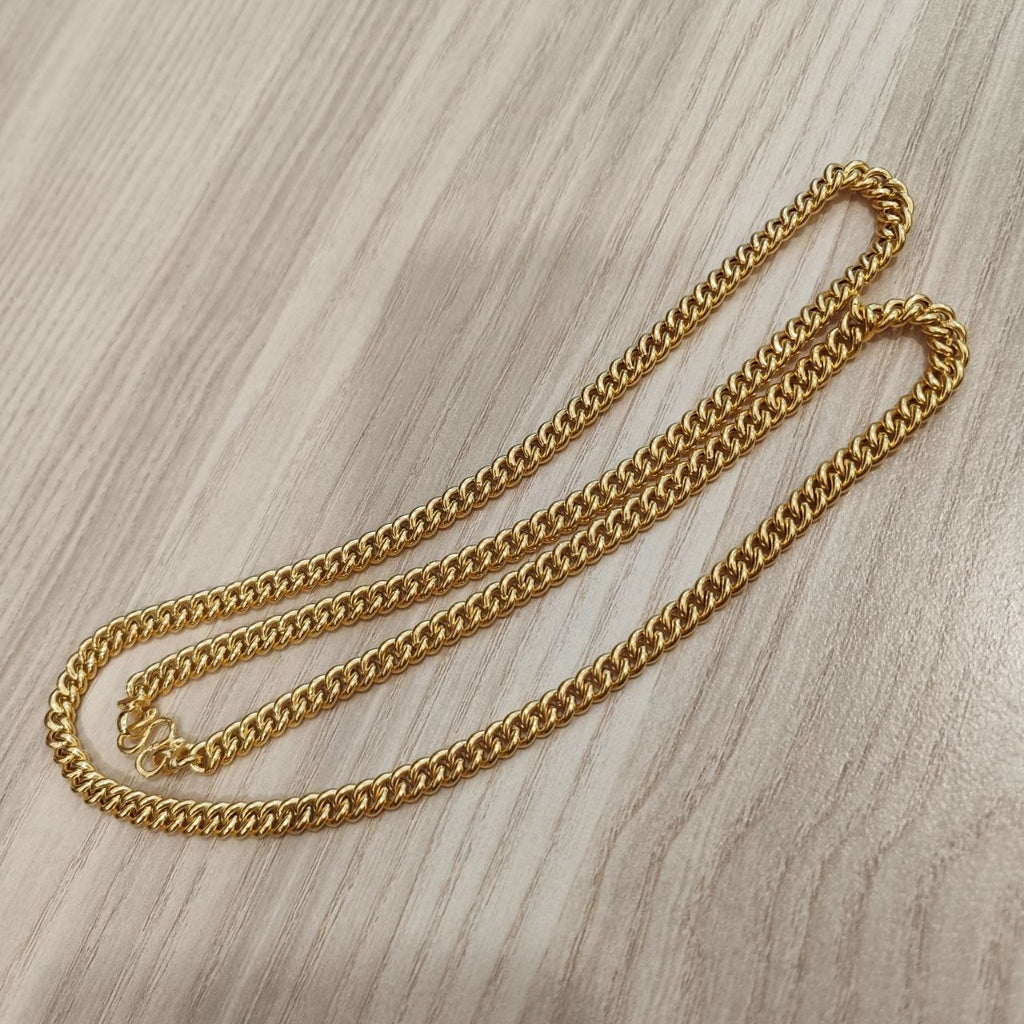 916 Gold Lightweight Hollow Fish bone Chain | 22K Gold