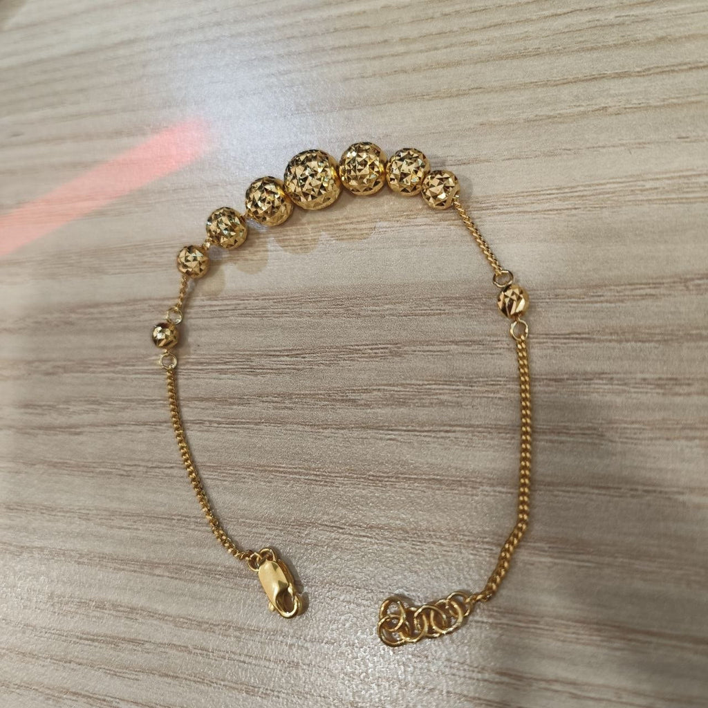 916 Gold Graduated Shiny Ball Bracelet | Elegant 22K Design